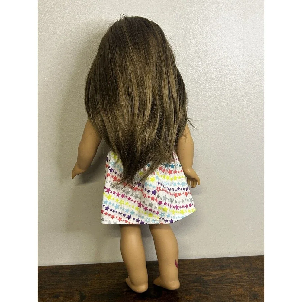 American Girl Truly Me doll long layered brown hair brown eyes 18” with Dress